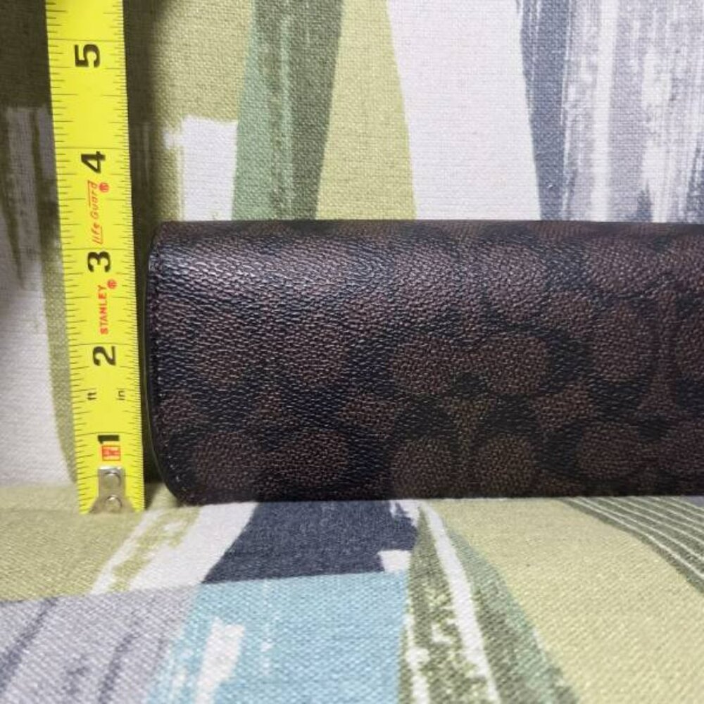 Coach Signature Canvas Sunglasses Case In Walnut/Black - Picture 3 of 8